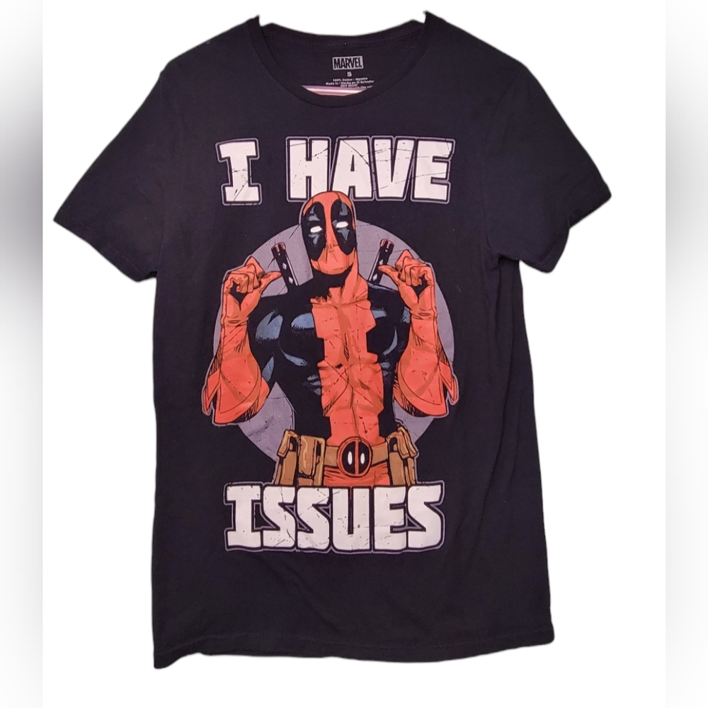 Marvel Deadpool T-Shirt Black  I Have Issues Adult Size Small Shirt